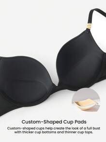 LUVLETTE Plunge Push-Up Black T-Shirt Basic Breezy Comfort Bra