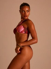 Musera Resort Twist Ruched One Shoulder Bikini Top Summer Beach Vacation Sexy Swim Elegant Fall Spring - Multicolor - View 3