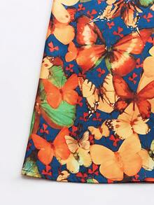 EMERY ROSE Vestido largo de mujer de estilo casual de verano con estampado de mariposas y cuello con muesca sin mangas