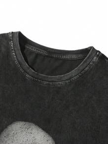 Manfinity Roghcode Loose Fit Men Slogan & Angel Graphic Print Drop Shoulder Goth Short Sleeve Tee, Boyfriend Gift, For Going Out - Black - View 5