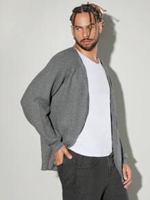 Hauture Zip Up Raglan Sweater Cardigan - Grey - View 4