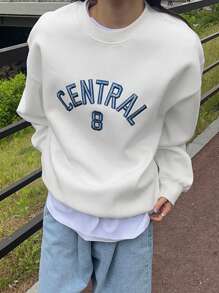 DAZY Sweat-shirt-shirt ample brodé pour femmes, style de rue, vêtements d'automne pour femmes
