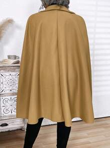 Plus Size Women's Solid Color Minimalist Everyday Cape Coat