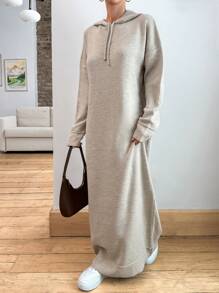 EURMUSE Ponpon And Stone Button Detail Maxi Long Cardigan - Beige - View 5