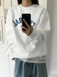 DAZY Sweat-shirt-shirt ample brodé pour femmes, style de rue, vêtements d'automne pour femmes