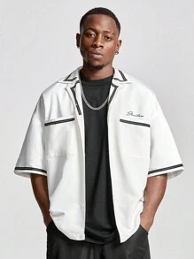 Manfinity VCAY Men's Loose Fit Short Sleeve Woven Shirt - White - View 1