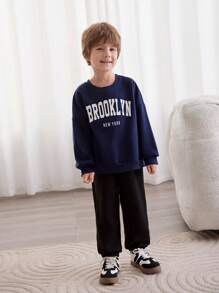 Cozy Pixies 2pcs Baby Boy's Elastic Waist Solid Color Knitted Soft Jogger Pants Set