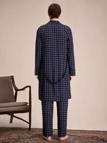 EverLounge Men's All-Over Print Long Sleeve Loose Casual Robe With Double Pockets, Loungewear - Multicolor - View 2