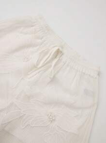 Anewsta 2pcs Set French Romantic White Hollow Embroidery Floral Casual Outfit - White - View 12