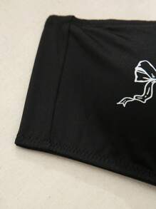 SHEIN Women Butterfly Print Bustier Bra - Black - View 4