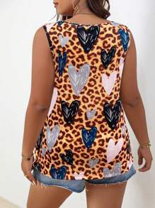 Calvaya Plus Size Summer Leopard Heart In Casual Tank Top - Nhiều màu - Xem 2