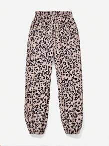 SHEIN EZwear Women's Elastic Waist Casual Stylish Leopard Print Cuff Sweatpants - Multicolor - View 1