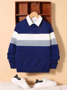 Felpa jacquard dal contrasto di colori per ragazzino, completo economico per il ritorno a scuola, può essere abbinato a camicia da ragazzo, tuta da ragazzo, giacca da ragazzo, pantaloni da ragazzo, Maglietta tinta unita, camicia con stampa cartoni animati, felpa grigia, felpa da ragazzo, jeans