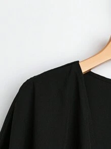 SHEIN LUNE Plus Solid Open Front Coat & Pants - Black - View 6