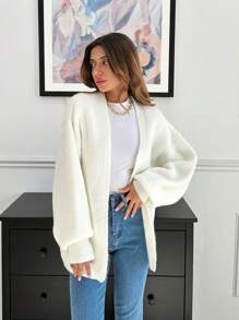 EURMUSE Brush Yarn Cardigan With Belt - Apricot - View 8