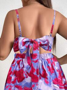 SHEIN Clasi 大码扎染扭花镂空露背吊带连体裤，夏季 - 彩色 - 查看 5