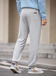 Manfinity VCAY Pantalón de chándal recto de ajuste casual con cordón para hombres, adecuado para otoño e invierno