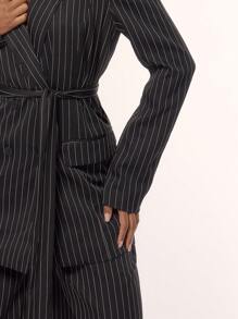 MUSERA Business Pinstripe High Waisted Tailored Trousers Elegant Business Casual Summer Spring Vacation Graduation Prom Wedding Guest Birthday Vacation - Black - View 5