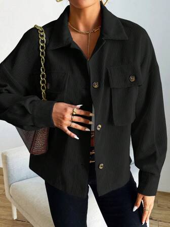 SHEIN Frenchy Veste à manches longues simple et unie pour femmes