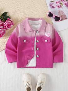 SHEIN Chaqueta de mezclilla degradada de moda para niñas bebé - Rosa - Ver 1