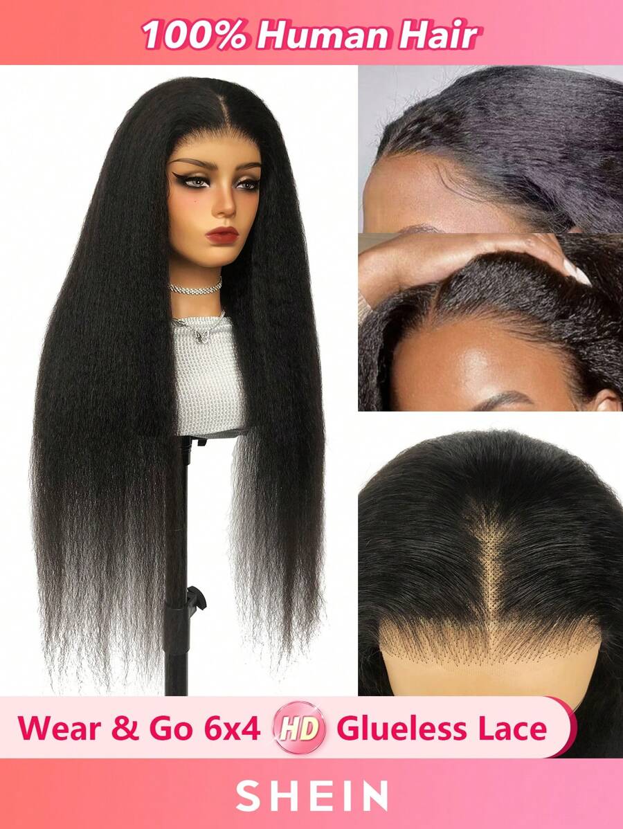 Wear And Go Kinky Straight Glueless 6*4 HD Lace Closure Wig 180
