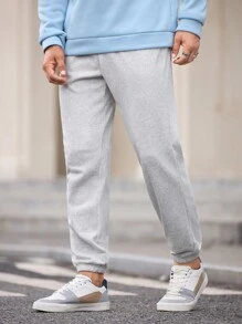 Manfinity VCAY Pantalón de chándal recto de ajuste casual con cordón para hombres, adecuado para otoño e invierno