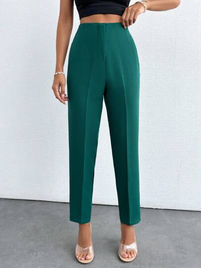 Pantaloni casual minimalisti de culoare solidă, cu deschidere pe spate