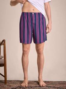 SHEIN EverLounge Pantalones cortos sueltos con rayas para hombre, ropa de estar en casa