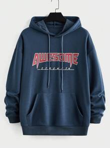 Manfinity Hypemode Men's Letter Print Drawstring Casual Hoodie
