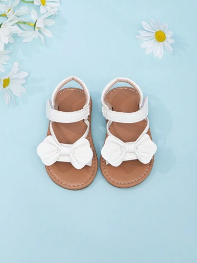 Infant & Toddler Girls Cute Bow Decor White Sandals
