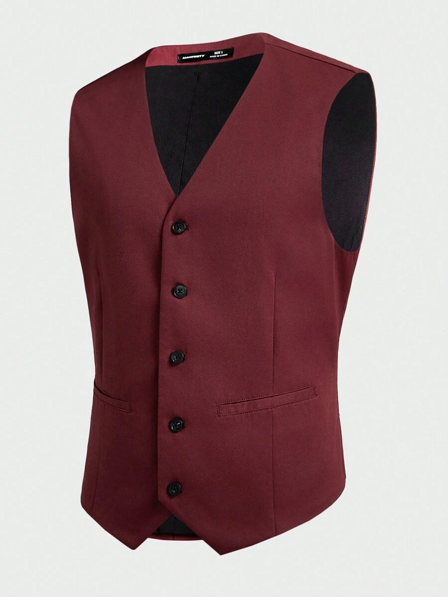 Manfinity BRENVOR Men's Woven Integrated Casual Sleeveless Suit Vest, Suitable For Spring And Summer