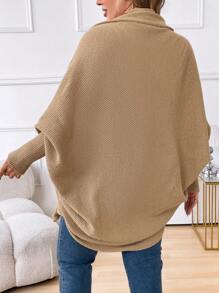 Calvaya Chaqueta de punto de manga larga minimalista de unicolor para mujer de talla grande