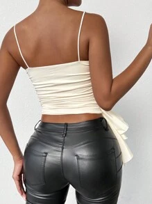 Chiquease Camiseta de tirantes con dobladillo con volantes, verano - Blanco - Ver 2