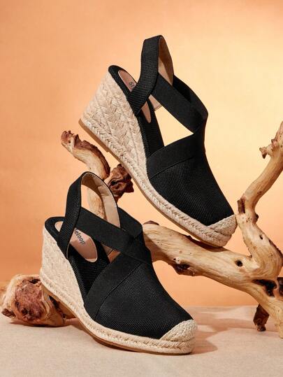 Styleloop 女士编织绳厚底坡跟凉鞋，波西米亚风格西部音乐节派对装