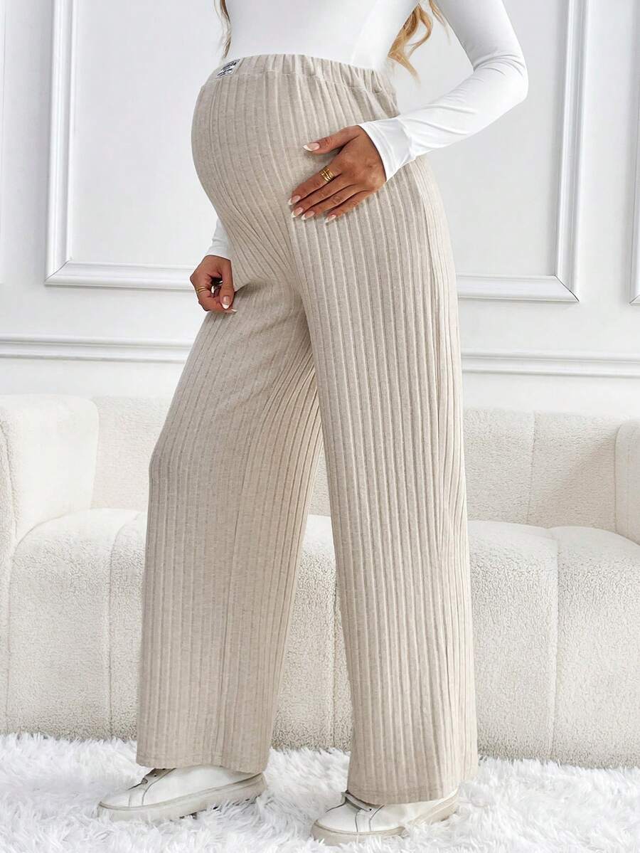 SHEIN Maternity Adjustable Waist Ribbed Loose Casual Pants for Sale
