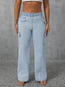 SHEIN SXY Women's Casual Daily Wear Pocket Design Denim Jeans