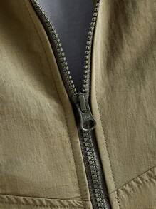 Manfinity Hypemode Chaleco sin mangas de unicolor para hombres con cuello y cremallera frontal, ropa casual diaria