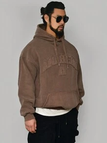 DAZY Men's Letter Printed Thermal Lined Hoodie, Autumn/Winter