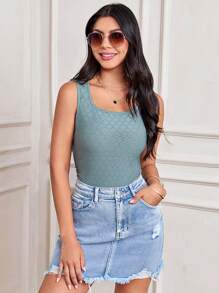 SHEIN LUNE 女士休閒純色修身褶皺背心上衣