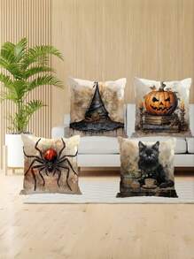 创意时尚万圣节装饰抱枕套柔软舒适 - 彩色 - 查看 4