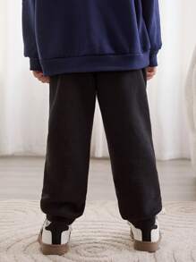 Cozy Pixies 2pcs Baby Boy's Elastic Waist Solid Color Knitted Soft Jogger Pants Set