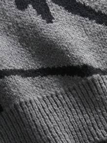 Manfinity LEGND Męski sweter z asymetrycznym wzorem w linie, luźny, swobodny, dzianinowy, jesienno-zimowy, z długim rękawem