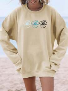 INAWLY Sudadera holgada de cuello redondo con estampado floral y manga larga para mujer