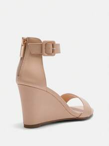 CUCCOO BIZCHIC Apricot Color Ankle Strap Classic Wedge Sandals For Women, Suitable For Commute, Date, Party, Wedding, Holiday Spring Shoes Spring Break Easter