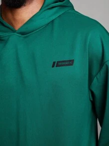 Coreblaze Boyfriend Style Men's Solid Color Minimalist Hoodie And Sweatpants Sports Suit Gym Set Workout Set - Dark Green - View 3