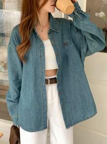 DAZY Women's Single-Breasted Casual Daily Long Sleeve Denim Shirt,Jeans Jacket,Fall Women Clothes