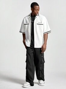 Manfinity VCAY Men's Loose Fit Short Sleeve Woven Shirt - White - View 6