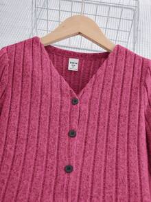 Bộ 2 chiếc áo len đan và váy trơn thường ngày dành cho nữ Tween - Màu Hồng Tươi - Xem 6