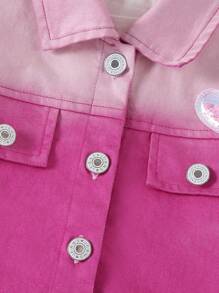 SHEIN Chaqueta de mezclilla degradada de moda para niñas bebé - Rosa - Ver 3