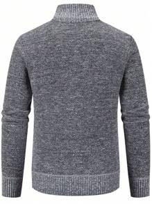 Manfinity Mode Blogger-Style Colorblock Ribbed Knit Sweater Jacket With Faux Fur Collar, Casual & Versatile, Autumn/Winter Fur, For Fall